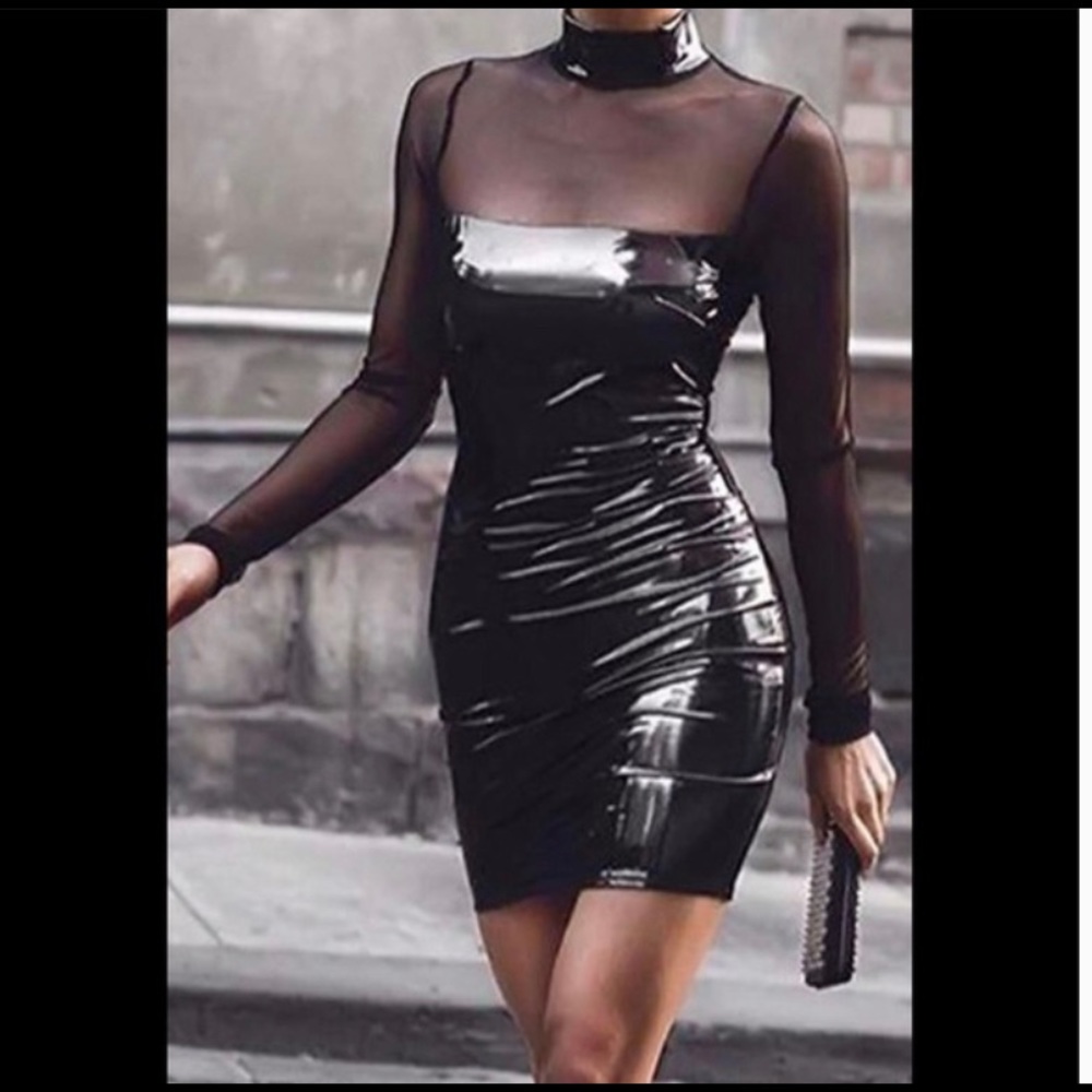 Black mesh party dress